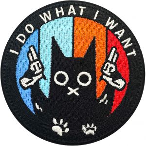 Kalanka-I Do What I What Noir Patch De Chat Avec Pistolet, Patch Amusant Motif Chat Brod&eacute; Militaire Tactique Pour V&ecirc;tements, Sac &Agrave; Dos, Vestes, Harnais Ppour Chien, 1 Pi&egrave;ce - Neuf