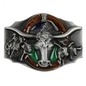 Yotijar Vintage Hippie Bull Tête Gravé American Western Rodeo Cowboy Boucle De Ceinture - Neuf