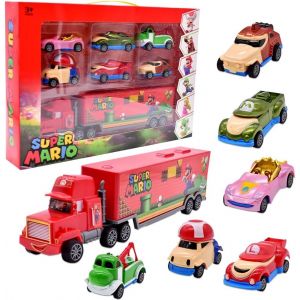 KAJGL-Jouets Voiture Cars,7Pcs Camion Transporteur Cars Petite Voiture Petite Voiture Miniatures Voiture Friction Jouets Voiture Friction Camion Véhicules De Construction Pour Enfants Garçon Fille Ca - Neuf