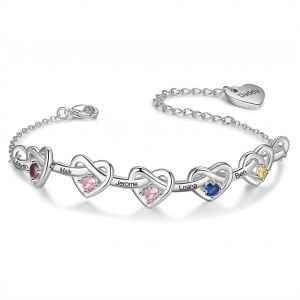 Bracelet De Naissance Personnalis&eacute; Avec 26 Pierres Et C?Ur, Cadeau D'anniversaire Pour Maman, Grand-M&egrave;re Ou &Eacute;pouse - R&eacute;f. : 6733 - Neuf