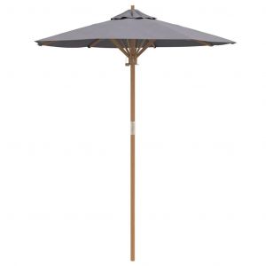 Parasol De Jardin Rond Pratique Avec Poteau D&eacute;tachable 270 X 260 Cm Style &Eacute;pur&eacute; En Bambou Gris Fonc&eacute; Helloshop26 02_0058246 - Neuf