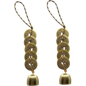 Mevronisshop-Carillons &Eacute;oliens Feng Shui,2 Pcs Cloches Chinoises Feng Shui Avec 5 Pi&egrave;ces Imp&eacute;riales,D&eacute;coration De Jardin,Maison Et Voiture,Carillons D'int&eacute;rieur/Ext&eacute;rieur Pour La Chance,Cadeau D'amit - Neuf