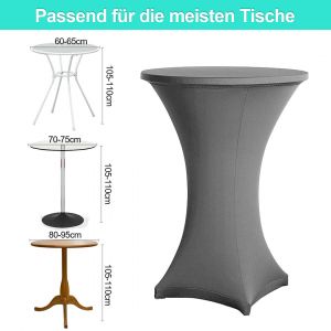 Housse table de bar ronde &Oslash;70&times;110 cm &iquest; Nappe mange-debout extensible pour mariage, banquet, salon et r&eacute;ception - Neuf
