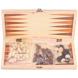 Jeu D'echecs Pliable En Bois 3 En 1, Dames, Backgammon, Voyage - Neuf