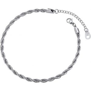 Eryi-Bracelet De Cheville Acier Inoxydable Pour Femme/Homme Chaîne De Pied À Maille Gourmette/Figaro/Spiga - Neuf