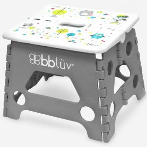 Chenquansarl-Marche Pied Enfant - Escabeau Pliable Pour Bébé - Tabouret/Marchepied Compact Et Facile À Nettoyer Pour Enfant En Bas Âge - Salle De Bains Et Cuisine - Apprentis De La Propreté - Gris - Neuf