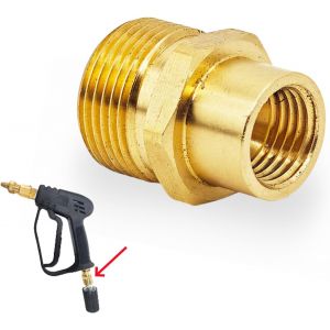 ASFASFq-1 raccord de tuyau fileté M14 femelle vers M22 mâle en laiton haute pression pour nettoyeur haute pression Joint Rondelle Adaptateur de tuyau pour pistolet à eau de nettoyage de voiture - Neuf