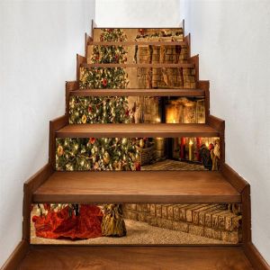 No&euml;l 3D de l'Escalier Autocollants Cr&eacute;atifs Escalier Amovible Autocollant de No&euml;l Couloir de l'Escalier Autocollant pour la Maison BRICOLAGE - Neuf