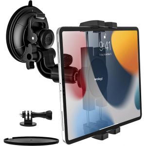 Support Tablette Voiture Ventouse Pare Brise [Ventouse Puissante] Support Tablette Camion Tableau de Bord avec Adaptateur 1/4'' pour iPad Pro Air Mini, T&eacute;l&eacute;phones, 4-12.9"" & Gopro/Cam&eacute;ra - Neuf