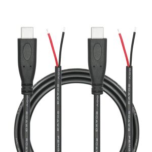 JGD-C&acirc;ble d'alimentation USB C vers 2 broches &agrave; extr&eacute;mit&eacute; ouverte 20 AWG 5 V m&acirc;le 2 broches pour appareil USB de type C install&eacute; - Neuf