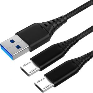 KALANKA-2Pack 3M Cable Chargeur pour Sony Manette PS4,PlayStation 4,DualShock 4,PS4/ PS4 Pro/ PS4 Slim,Xbox One/Xbox One S/Xbox One Elite/Xbox One X,Cordon de Recharge Nylon Tress&eacute;,Micro USB - Neuf