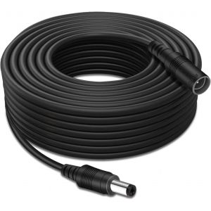 Câble d'extension 12V DC de 5M, câble d'extension 2.1mm x 5.5mm pour Adaptateur d'alimentation, rallonge Femelle vers mâle pour caméra de sécurité CCTV, caméra réseau IP, 5M (Noir) - Neuf