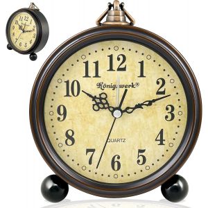 Eryi-Réveil Analogique Vintage - Petite Horloge De 5,25 Pouces - Rétro - Veilleuse À Piles - Sans Tic-Tac - Super Silencieux - Pour Chambre À Coucher, Table De Chevet, Salon, Décoration, Bureau - Neuf