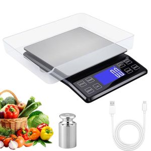 Grande Balance De Cuisine Num&eacute;rique 0,1 G/5 Kg : Balance De Cuisine De Haute Pr&eacute;cision, Rechargeable Par Usb, Plate-Forme De Pes&eacute;e En Acier Inoxydable Avec Plateau, Convient Pour Les Aliments, La - Neuf