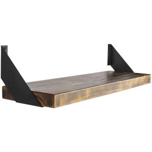 Paire De Supports D'&eacute;tag&egrave;re En Fer, Angles Plats Et Incurv&eacute;s, Noirs, Style Industriel Flottant, 20 Cm - Neuf