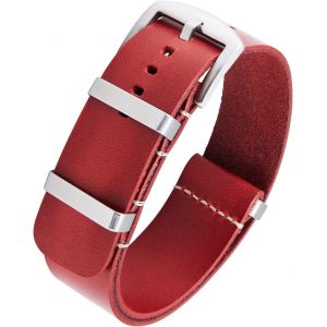 Eryi-Bracelets De Montres En Cuir Remplacement Bracelet Pour Montre En Cuir Huilé Crazy Horse 18mm 19mm 20mm 21mm 22mm 24mm Bracelets En Une Seule Pièce Pour Homme Et Femme Avec Boucle Argent/Noir - Neuf
