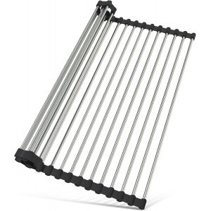 Eryi-Egouttoir Vaisselle Sur Evier Inox - Égouttoirs À Vaisselle Pliable Et Amovible, Séchage Rapide & Gain D'espace - Pour Vaisselle, Fruits Et Légumes (Noir) - Neuf