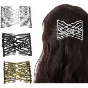 Kal-Magic Hair Comb,Peigne À Cheveux Magique,3 Pièces Double Peigne Pince À Cheveux Dames Clip Pince À Cheveux Magique Élastique Stretch Cheveux Bijoux Pour Femmes Pour Différents Styles De Cheveux¿ - Neuf