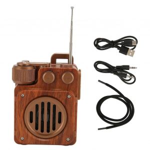 Haut-parleur Bluetooth r&eacute;tro Radio Grain de bois HiFi Son sans perte Prend en charge la carte m&eacute;moire U Disk Haut-parleur Bluetooth avec radio FM - Neuf