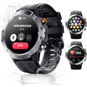 Montre Connectée Homme Femme, 410 Mah 1.52"" Hd Smartwatch Avec Assistant Ai, 100+ Sportifs Montre Sport Avec Cardiofrequencemetre/Spo2/Sommeil, 1atm Étanche Pour Android Ios-Argenté - Neuf