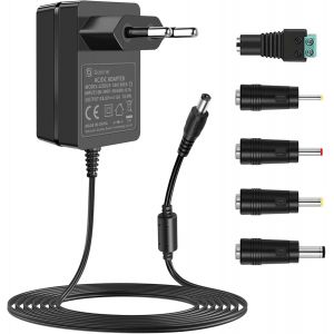 JGD-18V AlimentationAdaptateur, 18 Volt 1A Chargeur Mural avec 5 Prises interchangeables pour 18Volt 1A 0.9A 0.8A 0.7A 0.6A 0.5A 0.4A 0.3A 0.2A 0.1A Equipements - Neuf
