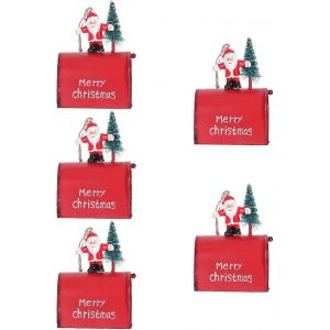 No&euml;l Santa Mail Arbre De No&euml;l P&egrave;re No&euml;l De La Pendaison De Santa Claus &Eacute;tain Bo&icirc;te Mail De La Bo&icirc;te De OrnamentChristmas DecorationRed5Pcs - Neuf