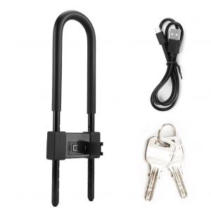 Cadenas a empreinte digitale portable de type U IP65 USB LED antivol intelligent pour porte de velo - Neuf