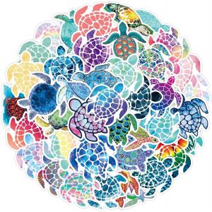 Lot De 50 Autocollants Colorés En Vinyle Pvc Imperméable Motif Tortue De Mer Idéal Pour Ordinateurs Portables, Bouteilles, Murs Et Plus Encore - Neuf