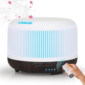 Diffuseur d'huiles essentielles 300 ml, humidificateur à ultrasons, purificateur d'air sculpté, diffuseur d'arômes, atomiseur d'huile parfumée, LED 7 couleurs, silencieux et sombre - Neuf