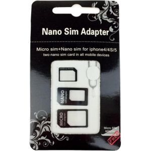 4 In 1 Sim Card Adapter For All Mobile Devices (Nano To Micro, Micro To Standard, Nano To Standard) + Clip To Extract Universal Sim Adapter - Neuf