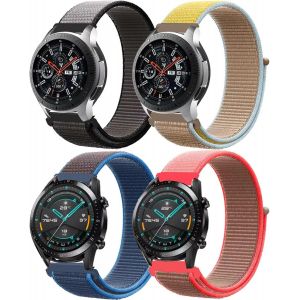 Strap For Samsung Galaxy Watch 3 45mm/Galaxy Watch 46mm/Gear S3 Frontier, 22mm 4pack Nylon Loop Bands For Huawei Watch Gt 2/Gt 3/Gt 46mm/Watch 2/Garmin Venu/Venu 2 Watch Band Men Women - Neuf