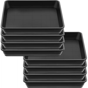 Lot De 8 Soucoupes Rectangulaires-En Plastique-Pour Plantes D'ext&eacute;rieur Et D'int&eacute;rieur-Rectangulaire-25 X 25 Cm - Neuf
