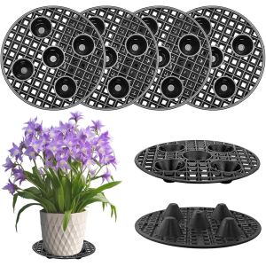Nouvelhorizonstore-Lot De 6 Supports Pour Plantes En Pot, Grille De Drainage De 30 Cm, Tapis Grillag&eacute; Rond, Soucoupe En Plastique, Pots De Fleurs, Coussinets En Maille Pour L'int&eacute;rieur, Bonsa&iuml;, Ext&eacute;r - Neuf