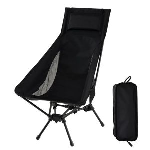 Chaise De Camping Portable Dossier Haut 60 X 83 X 99 Cm Stabilit&eacute; Optimale Coussin Confortable Style Moderne En Aluminium Noir Helloshop26 20_0011146 - Neuf