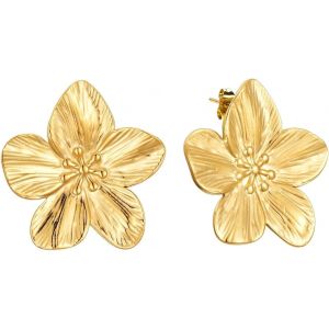 Kal-Grandes Boucles Doreilles En Forme De Fleur Dorée Boucles Doreilles Pendantes Forme Boucles Doreilles Pendantes En Métal À Motif Pétales De Fleurs Boucles Doreilles Pendantespour Filles Femmes - Neuf