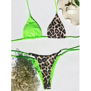 Maillot De Bain Deux Pièces Léopard À Col Licou, Mini-Micro Bikini, 2025 - Neuf