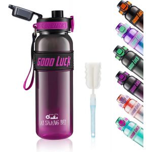 Gourde 1l - Bouteille D'eau, Gourde Sport &Eacute;tanche Sans Bpa, Avec Brosse De Nettoyage, De Sport Pour Le Fitness, La Gym Et Les Sports De Plein Air (Rose Rouge) - Neuf