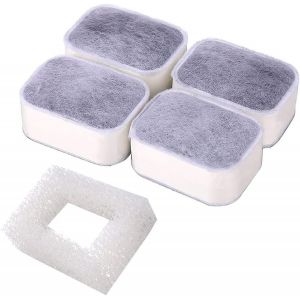 Chenquansarl-Filtres De Rechange Pour Fontaine À Eau Pour Chats Et Petits Chiens, 4pcs Filtre Au Charbon De Rechange Pour Fontaine À Eau Et 1pcs Filtres En Mousse - Neuf