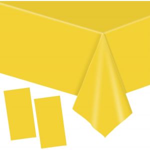 ERYI-2 Pièces Grand 137 * 274Cm Jaune Nappes Jetable,Rectangulaire Imperméables Nappe Plastique Décoration De Table Pour Anniversaire De Enfants,Fêtes,Mariages,Pique-Niques,Halloween,Noël - Neuf