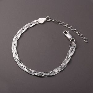 Bracelet Pour Femme En Argent 925 Maille Miroir Longueur 5 Mm - Neuf