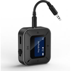 Émetteur Bluetooth 2 en 1-Adaptateur Audio Bluetooth 5.3 avec Prise auxiliaire de 3,5 mm-Émetteur Bluetooth-Faible Latence-Écran pour 2 Casques,TV,chaîne stéréo,Voiture,Airpods - Neuf