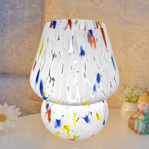 Cheng-Lampe Champignon Lampes De Table Verre Lampe De Chevet Design Led Veilleuse De Nuit, Lampe Decorative De Salon Chambre (Multicolore) - Neuf