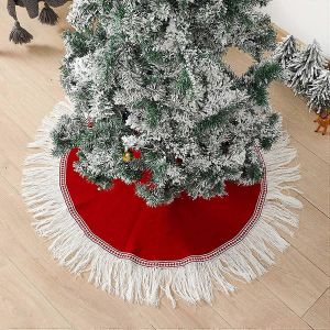 Jupe de sapin de No&euml;l tricot&eacute;e, &eacute;paisse, 122 cm (48 pouces), style champ&ecirc;tre, blanche. - Neuf