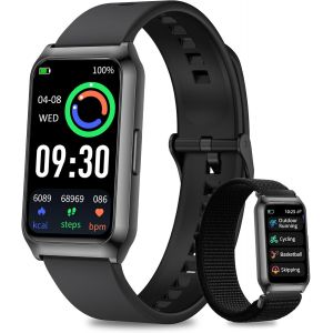 Montre Connect&eacute;e Homme Femme avec Bo&icirc;tier en Aluminium Noir et Endurance 7 Jours,1.47"" HD Tracker d'Activit&eacute;, Fr&eacute;quence Cardiaque SpO2 Suivi Sommeil,IP68 &Eacute;tanche Smartwatch Android iOS - Neuf