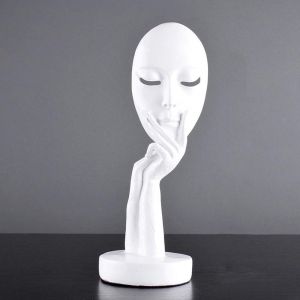 Statue de penseur en résine, sculpture, masque de pensée, ornement artisanal, décoration de bureau, de bibliothèque, de maison (blanc) - Neuf