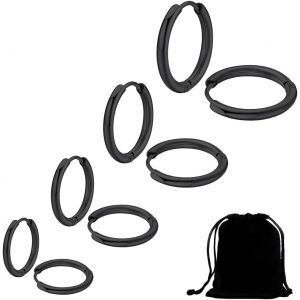 Kal-Paires Acier Inoxydable Boucles D`Oreilles Anneau Homme Femme Boucles D Oreilles Cr&eacute;ole, Boucle D Oreille Homme Anneaux, Boucle D'oreille Femme Creole, Boucle D Oreille Petite - Neuf