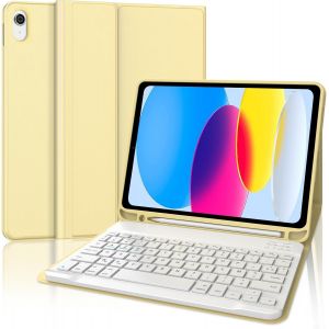 Coque Clavier pour iPad A16 11ème Génération/10ème Génération 10.9"" (2025/2022) - AZERTY Français Clavier Détachable sans Fil Bluetooth pour iPad10 ème, Jaune - Neuf