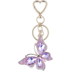 KAL-Porte-Cl&eacute;s Avec Pendentif Papillon En Strass, Porte-Cl&eacute;s Esth&eacute;tique Pour Sac &Agrave; Main, Sac &Agrave; Dos, Femmes Et Filles - Neuf