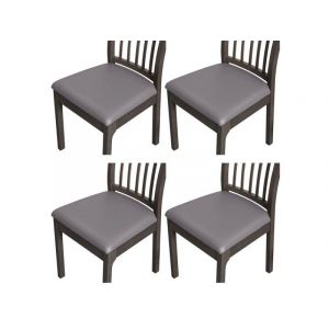 Lot De 4 Housses De Si&egrave;ge Imperm&eacute;ables En Cuir Synth&eacute;tique - Gris - Housses De Coussin Pour Chaise De Salle &Agrave; Manger - Neuf