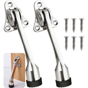 2Pcs Support De But&eacute;e De Porte Sol Gardez La Porte Restante Ouverte Sol Kick Down P&eacute;dale Pour La Porte De Garage Bureau Maison Le But&eacute;e De Porte En M&eacute;tal Avec Pare-Chocs En Caoutchouc Souple - Neuf